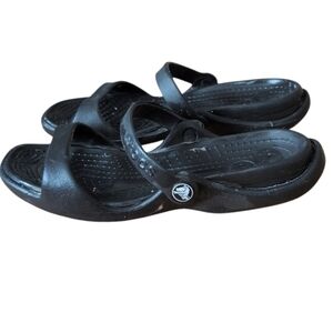 Crocs Cleo Black Slide Sandals Women’s Size 7 Lightweight Comfort Summer Shoes